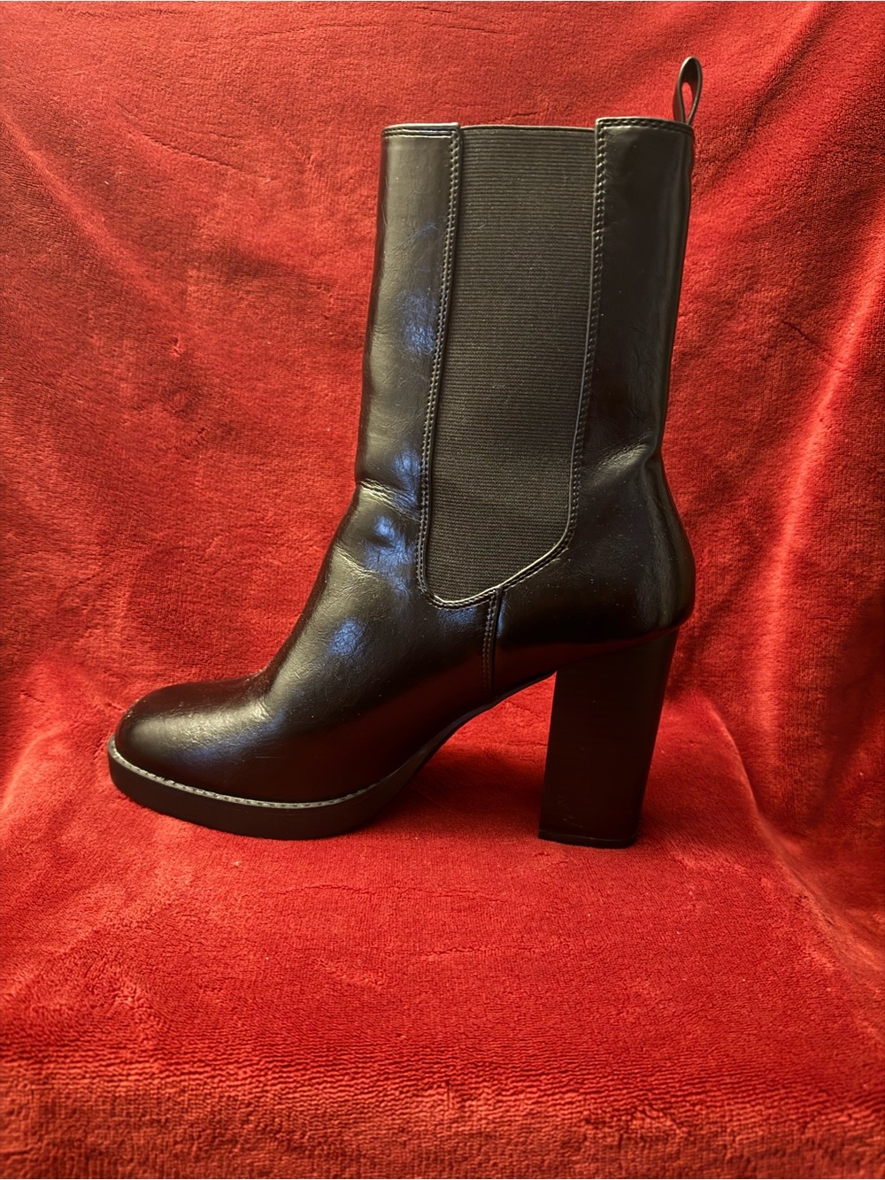 Rampage Black Platform Block Heel Chelsea Boot